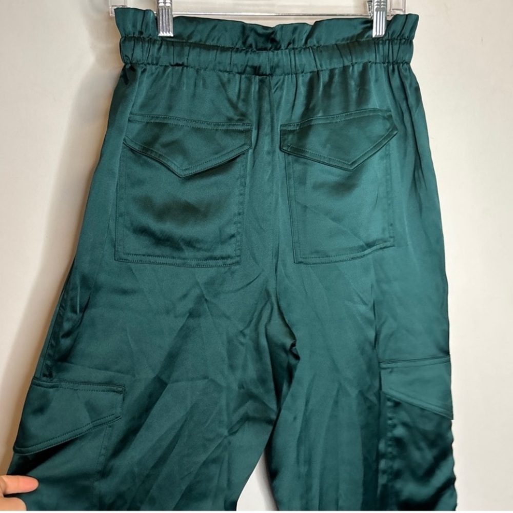 Banana Republic Satin Cargo Jogger Emerald Green Pockets Elastic Waist XS NWT - Picture 9 of 16